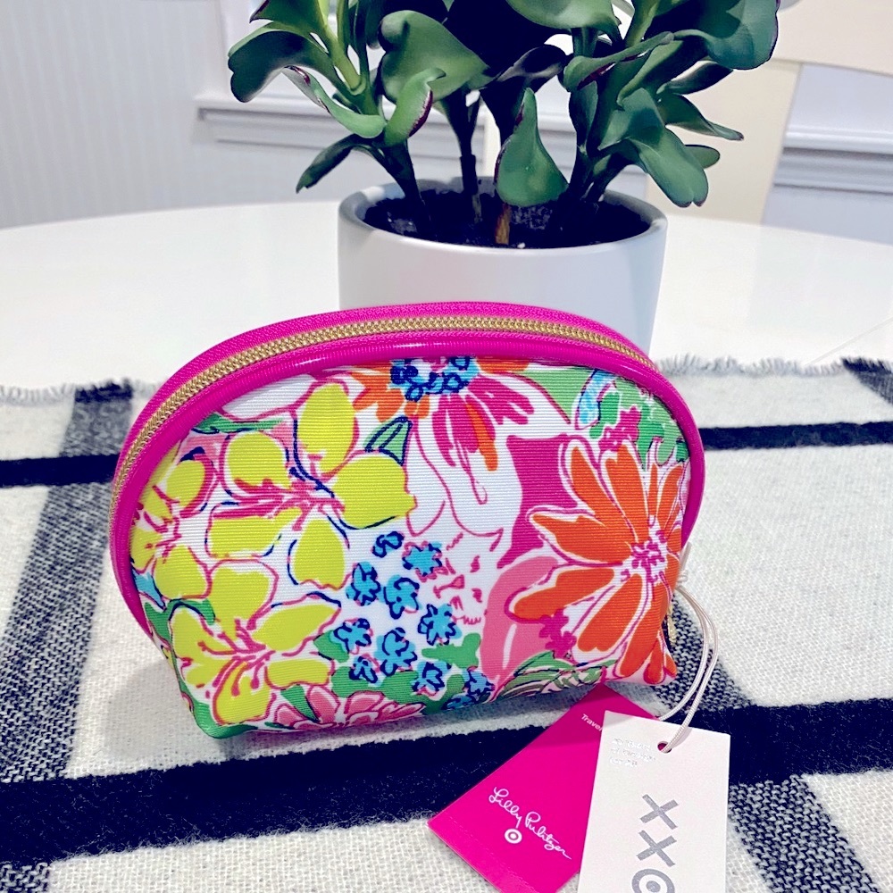 NWT Lilly Pulitzer for Target XXO Small Cosmetic Case Bag Pink Green Floral